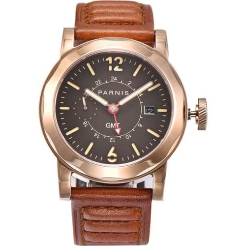 Parnis Mens Auto Date Water Resistant Power Reserve Business Seperate Second Dial Automatic Self Wind Mechanical Wrist Watches