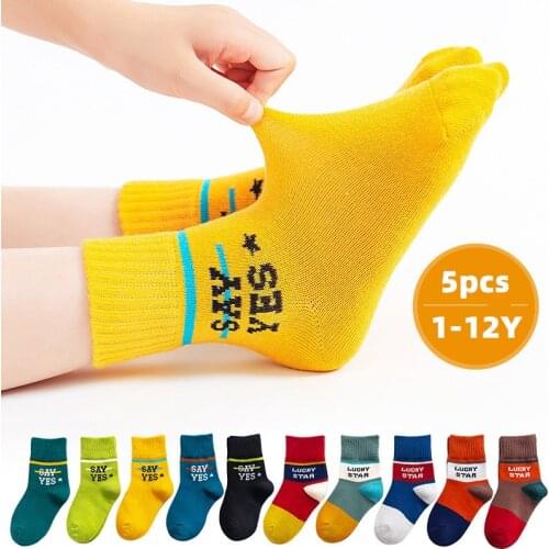 5Pairs/lot 1-12Y Infant Children Socks for Girls Cotton Cute Newborn Boy Toddler Socks Baby Socks Children Clothes Accessories