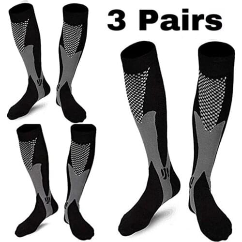 Multi Pairs Compression Socks Fit Varicose Veins Football Soccer Stockings 15-25mmHg Unisex Running Hiking Compression Stockings