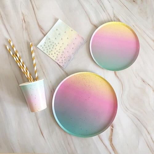 Disposable Tableware Rainbow Wedding Party Decoration Birthday Party Decoration Tableware Decoration ww22