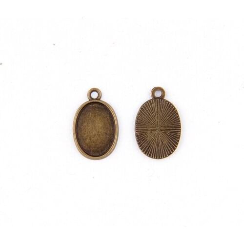 Fit 13x18mm Oval Antique Bronze Pendants Setting Cabochon Cameo Base Tray Bezel Blank DIY Jewelry Findings