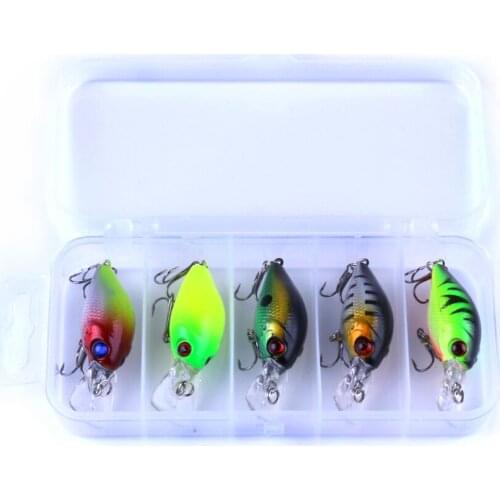 5Pcs Crankbait With Box Fishing Lures 4.2G 5CM Set Crank Fishing Wobblers Tackle Pesca Swimbait With Fishing Tackle Box