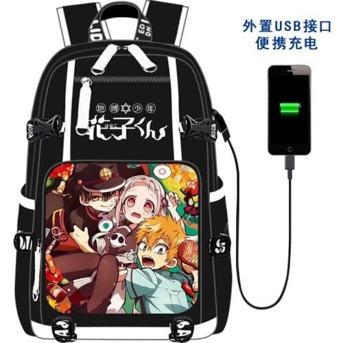 Toilet-Bound Jibaku Shounen Hanako-kun Cosplay USB Port Backpack Student School Shoulder Bag Laptop Travel Rucksack Gift