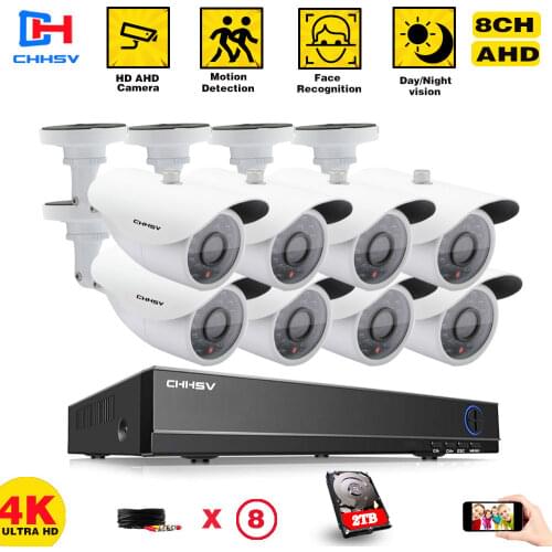 4K Ultra HD CCTV DVR Home Security Camera System Kit 4K 8CH DVR Kit Outdoor Bullet Video Surveillance AHD Camera System Set