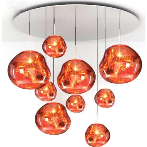 Modern LED Pendant Light Glass Lava Luminaire Gold Silver Red Simple Hanging Lamp Living Room Pendant Lamp Light Fixture
