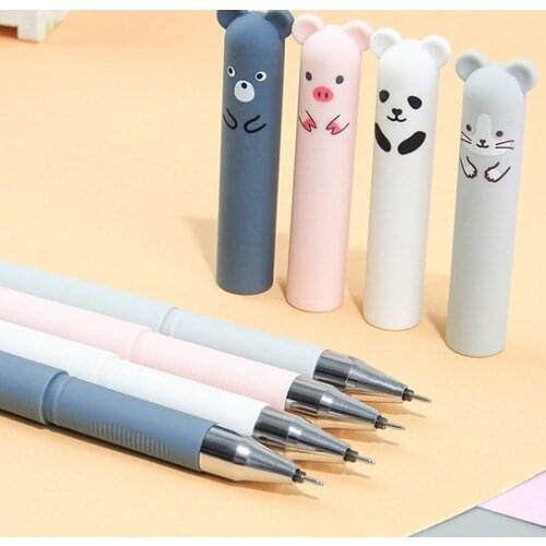 Animals Erasable Pen 0.35mm Refill Rods Cute Panda Cat Pens Kawaii Ballpoint Pen Writing Washable Handle