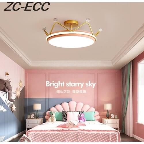 ZC-ECC Crown chandelier bedroom ceiling lamp simple modern Nordic pink childrens room lamp Free Shipping