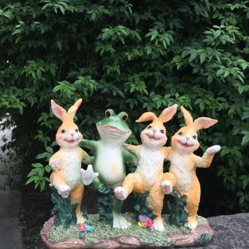 Outdoor Resin Simulation Animal Ornaments Home Yard Rabbit Statue Decoartion Courtyard Garden Frog Figurines Crafts Accessories