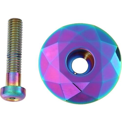 Cycling 1-1/8 inch Bicycle Headset Cap Burnt Blue Bike Stem Headset Top Cap Cover with Screw for 28.6mm Fork Head Accessories