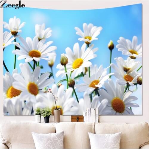 Zeegle Flower Pattern Tapestry Tapestry Abstract Painting Art Wall Hanging Livingroom Decor Crafts Table Cover Picnic Usage