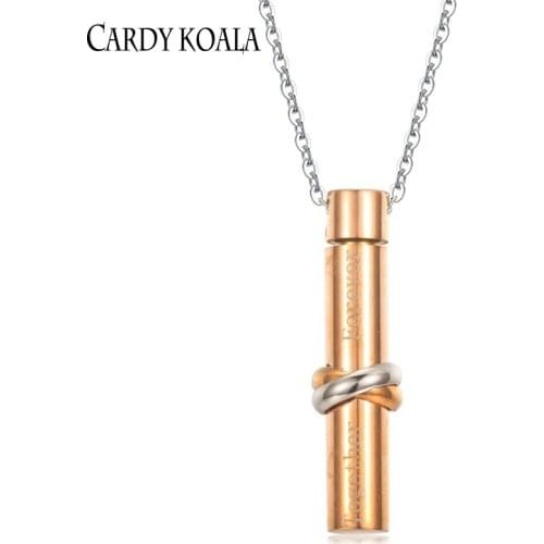 Cardy Koala Womens Necklace Pendant Stainless Steel Rose Gold Color Forever Love Necklace For Women Perfume Necklace Jewelry