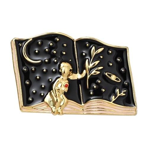 Custom hard enamel pin Cartoon Books Enamel Pin Magic Book Badge Cute Brooch Student Lapel Pin Learning Gifts for student