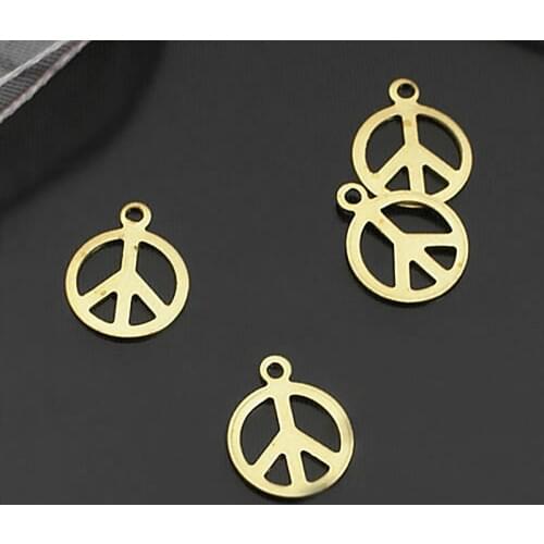 27211-G)200PCS 10x8MM Not plated color Brass Peace Symbol Charms Pendants Jewelry Findings Accessories