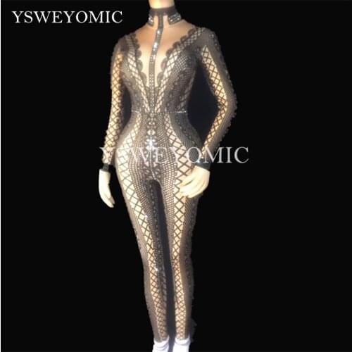 3 color National costume White Yellow Black 3D printed Stage Dance wear Latin Jumpusuit Club sexy rhinestone bodysuit for women