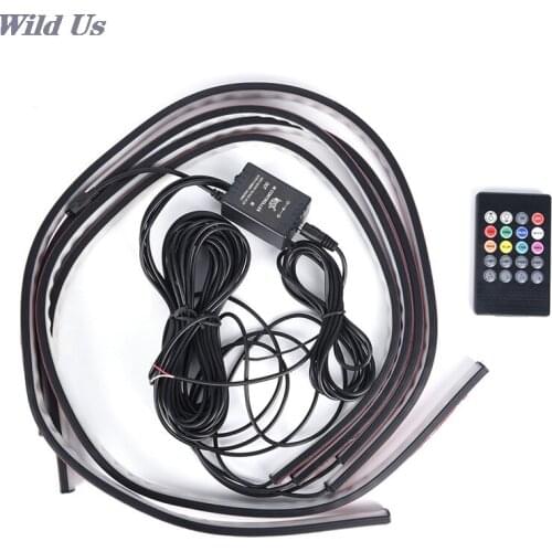 4PCS Atmosphere Lamp RGB LED Under Car Tube Strip Underbody Glow Neon Light Kit Wireless Control