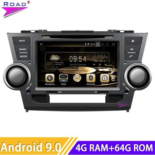 Roadlover Android 9.0 Car DVD Automotive Player Radio For Toyota Highlander 2008- Stereo GPS Navigation Magnitol Double Din 8"