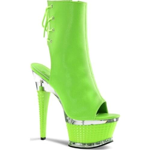 Summer Ladies Green Yellow Orange Sandals Boots Combined Platform Thin High Heel Women Peep Toe Slingbacks Night Club Prom Boots