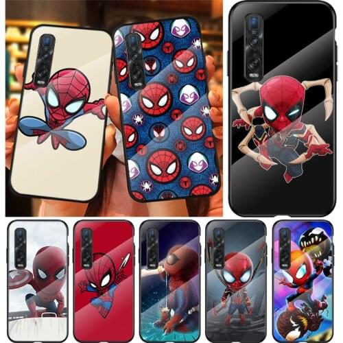 Marvel Cute Spiderman For OPPO A9 2020 A52 Find X2 Lite Realme 7 7i C3 XT 6 5 Pro Tempered Glass Cover Phone Case
