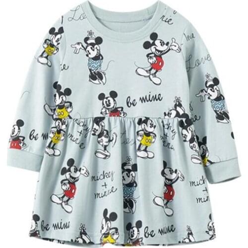 Disney Baby Girls Dress Cartoon Minnie Mouse Princess Dress Autumn Winter Long Sleeve Dresses Childrens Vestidos Party Clothing