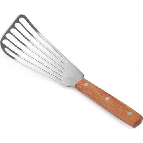 Fish Spatula Metal Stainless Steel Blade With Wooden Handle Fish Tuner Utensils For Kitchen Cooking Tool
