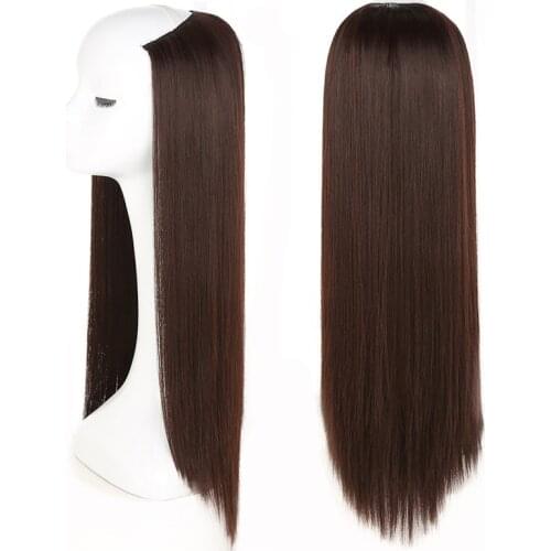 Gres Straight Half Wig for Black Women Synthetic U Part Wigs High Temperature Fiber Cosplay Wigs for Women Straight Hair