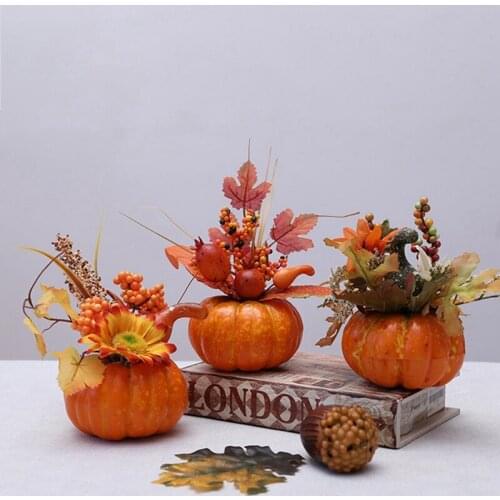 Artificial Pumpkin Autumn Harvest Home Decorative Halloween Party Thanksgiving Ornament Autumn Photography Props Home Decoration