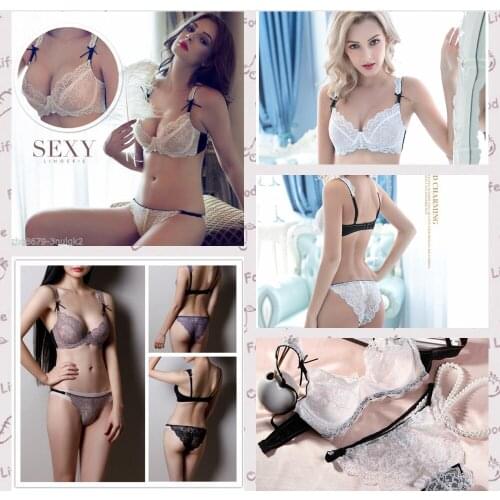 Sexys Lace See-Through Bra Sets Underwire Non-Pad Bra And Panty Set Fashion Summer Underwear 32 34 36 38 B C Cup All Colors DN