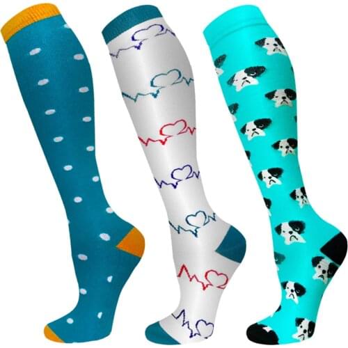 Compression Stocking Cute Animal Running Sport Socks Funny Varicose Veins Blood Circulation Pressure Edema Compression Socks