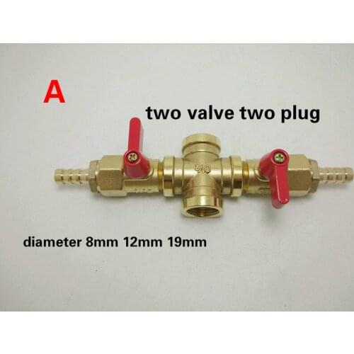 DN15 brass 6 8 10 12mm Tracheal water separator Three four links With valve Four-way ball valve