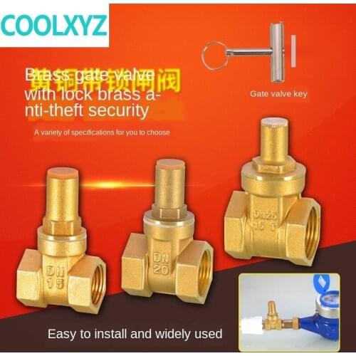 1/2IN 3/4IN brass lock gate valve triangle key switch water valve 1 inch buckle water meter front anti-theft lock valve