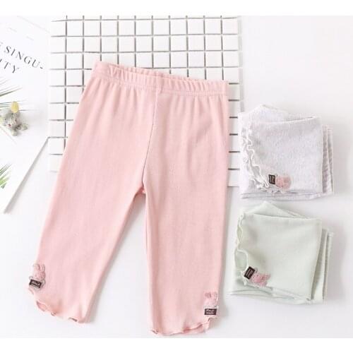 Calabetty Summer Children girls casual comfortable cotton cropped leggings