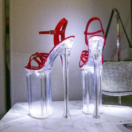 Mclubgirl LED Show Sexy Women Shoes High Heel Platform Shoes Nightclub 26cm Car Model Sandals Female Catwalk Pole Shoes LFD