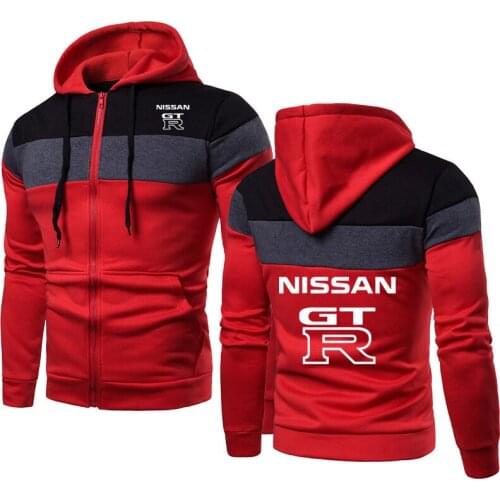 Fashion casual Mens Zip Jacket GTR Car Logo printing Spring Autumn Splicing Mens jackets Cotton High Quality Men Clothing