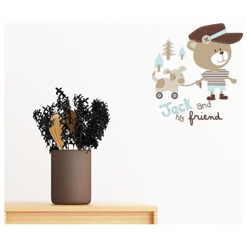 Cartoon Bear Animal Pink Removable Wall Sticker Art Decals Mural DIY Wallpaper for Room Decal