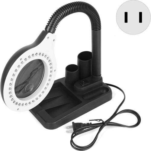 US Plug Magnifying Desk Lamp Magnifying Crafts Glass Desk Lamp 5X 10X Magnifier With 40 LED Lights Practical Black
