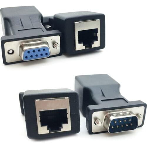 New Arrival DB9 RS232 Male/Female to RJ45 Female Adapter COM Port to LAN Ethernet Port Converter