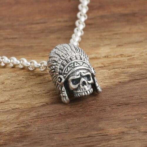 Wholesale S925 Sterling Silver Jewelry Retro Thai Silver Men And Women Japan And South Korea Fashion Skull Indian Pendant