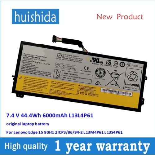 7.4 V 44.4Wh 6000mAh L13L4P61 original laptop battery For Lenovo Edge 15 80H1 2ICP3/86/94-2 L13M4P61 L13S4P61 series