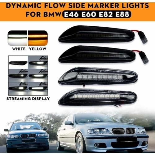 A pair of LED dynamic side marker light flow water turn signal light flasherfor BMW E90 E91 E92 E93 E60 E87 E82 E46