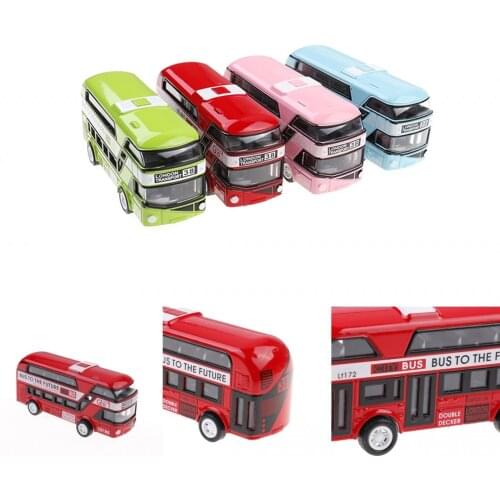 5 Colors Plastic Simulation Double Decker London Bus Toy Kids Toy Car Model Alloy Diecast Toys for Boys Gift Decoration