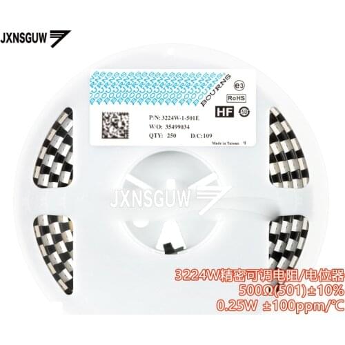 5PCS 3224W-1 10R 50R 100R 200R 500R 1K 2K 5K 10K 20K 50K 1M 10% 100ppm 3224 potentiometer precision adjustable resistance 201