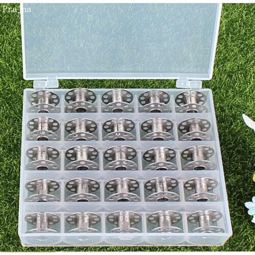 Pulaqi New Arrival Home Clothing Supply Steel Color Spools Empty Bobbins For Sewing Machine Bobbin Box Brother Janome Singer