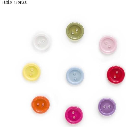 Colorful 100pcs 2 Holes Mixed Round Resin Buttons Clothing Home Sewing Scrapbooking Decor 13mm