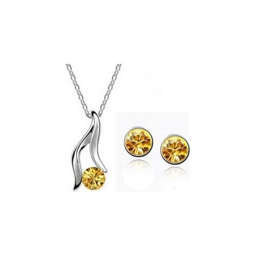 S054 Korean fashion Crystal jewely sets Necklace + Earrings Two-piece Set