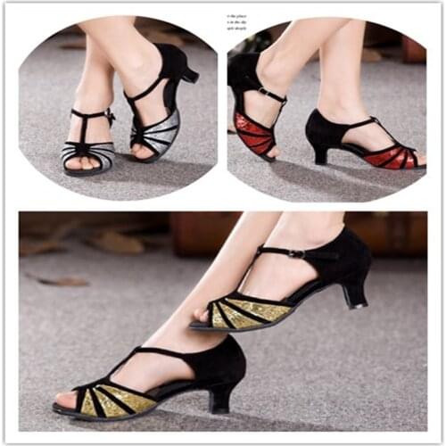 Ladies Ballroom Party Salsa Rumba Dancing Shoes Indoor Outsole Latin Dance Heels Sandals Women dance shoes free shipping