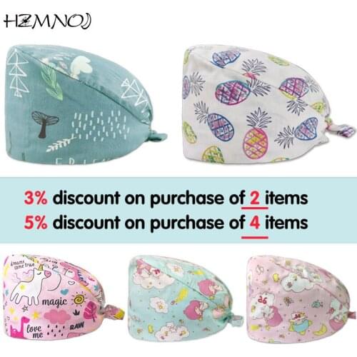 Personalized Printing Cute Matte Cap Adjustable Surgical Cap Beauty Salon Work Cap Dentist Cap Laboratory Pet Shop Nurse Cap