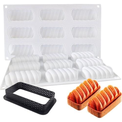 Tart Silicone Mold Brownie Mousse Mould Whirlwind Cake Mold Plastic Tart Rectangle Bakeware Set French Dessert Baking Tools