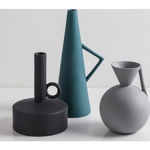 Scandinavian Ceramic Vase Creative Geometric Art Porcelain Flower Pot Figurines Home Decoration Accessories