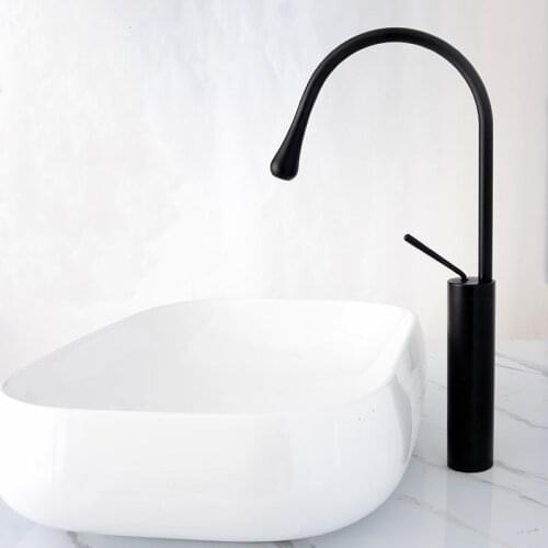 Black Stainless steel Drop-shaped Kitchen Sink Faucet Mixer Cold And Hot Single Handle Swivel Spout Bathroom Sink Water Mixer Ta