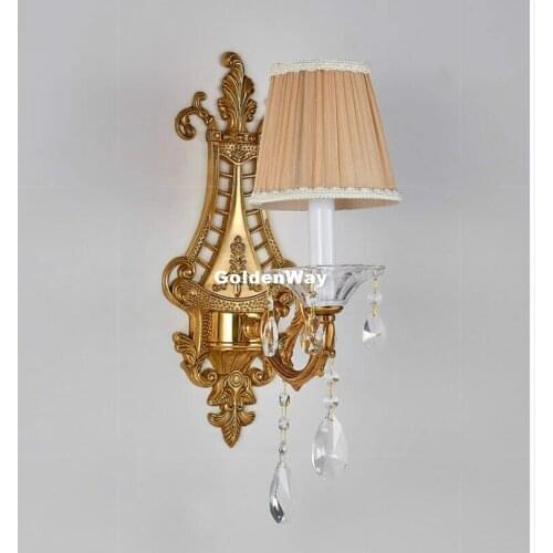 Modern European-style Brass Lamp Crystal Wall Light 110V~220V AC 100% Copper Indoor Lighting Classical Vintage Wall Sconce
